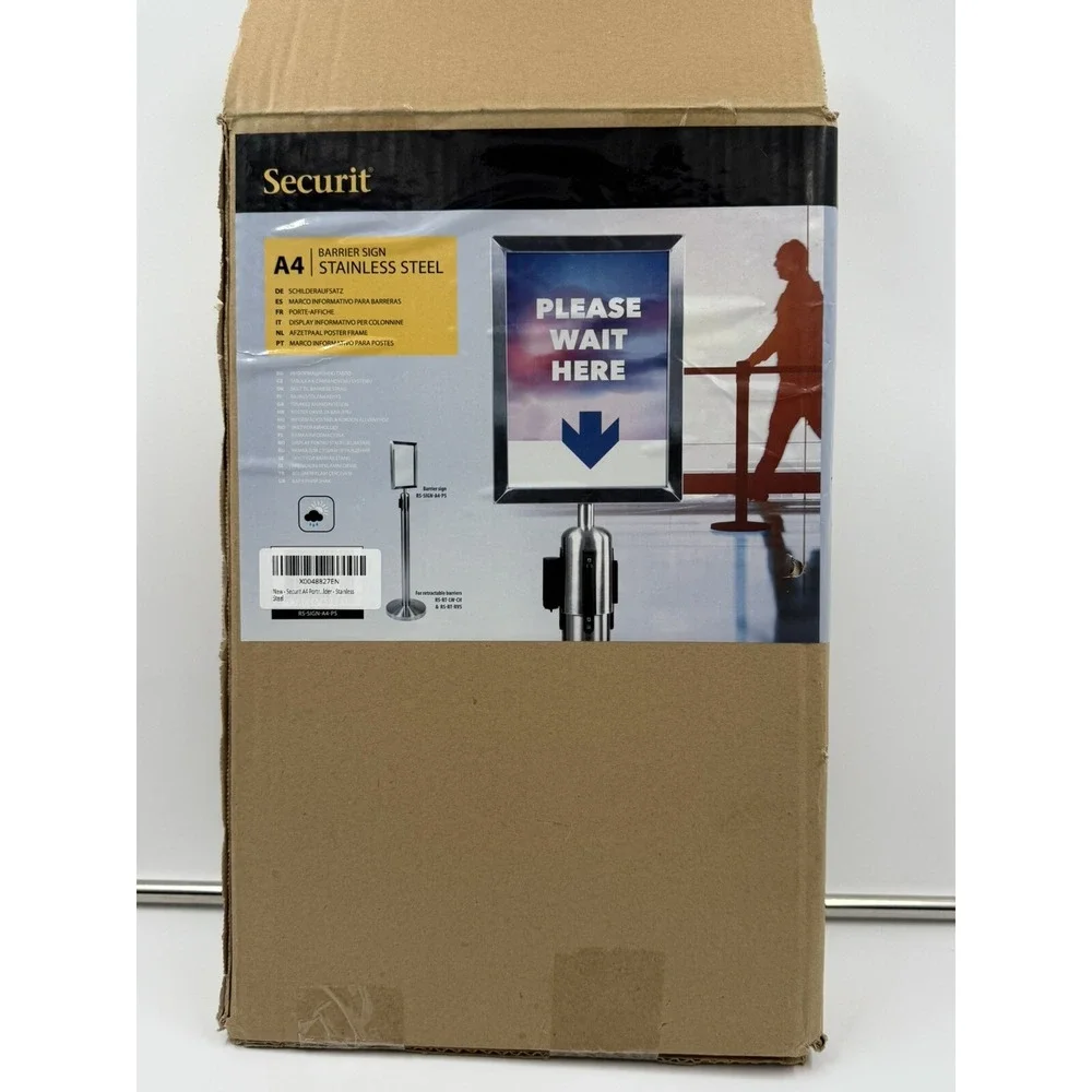 A4 Portrait Barrier Post Top Sign Holder‎ Stainless Steel